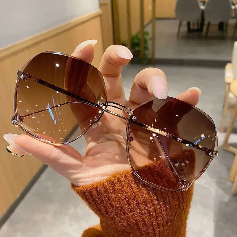 Sunglasses Uv400 - Merkontwerp Mode Nieuwe Polygoon Metalen Zonnebril