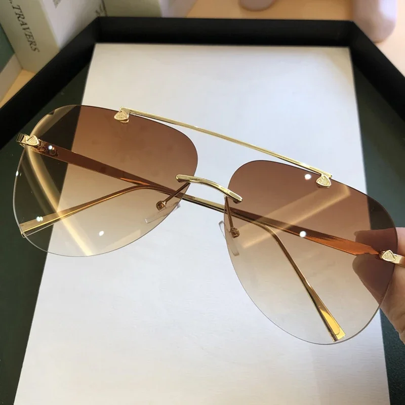 Designer Sunglasses - Vintage randloze pilotenbril van legering voor