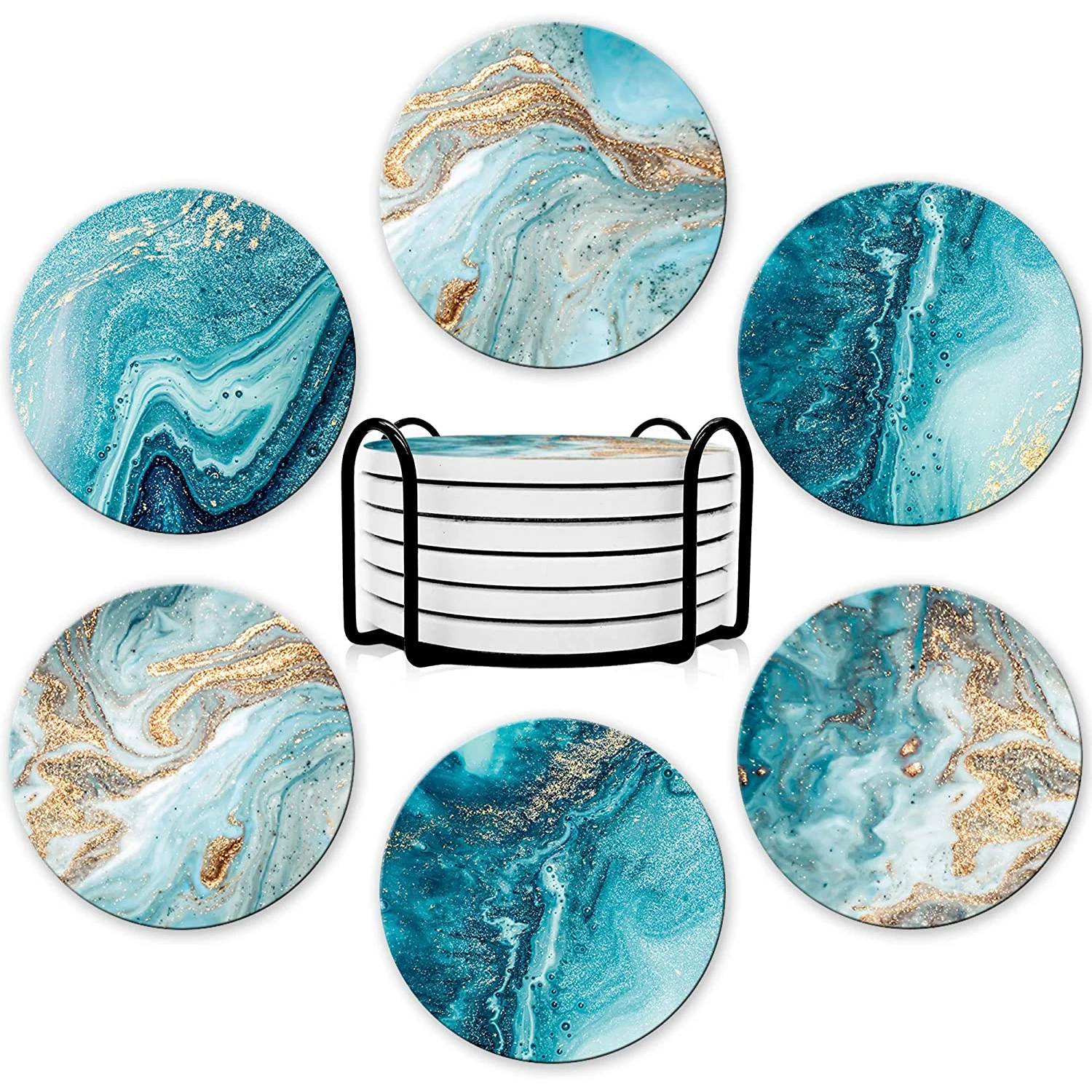6-delige drankonderzetterset m - Marble Coaster Set recensie en prijs